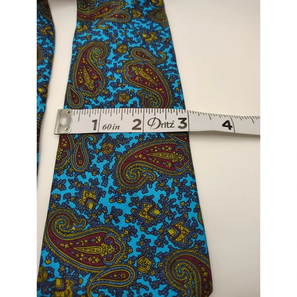 Gordon Davis Paisley Silk Necktie‎ Blue Red Gold Classic Men's Formal